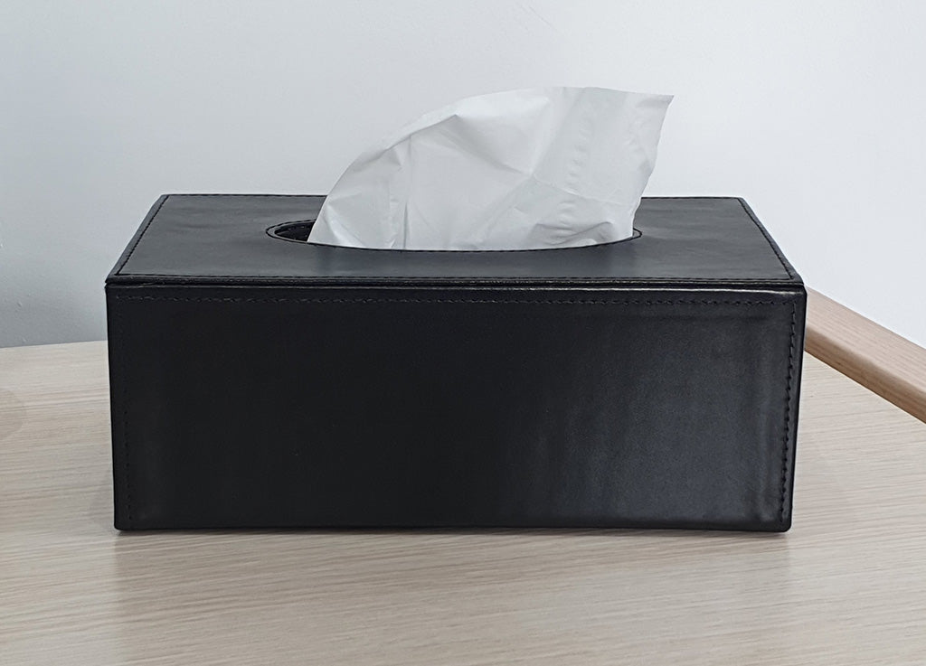Black leather tissue box holder discount